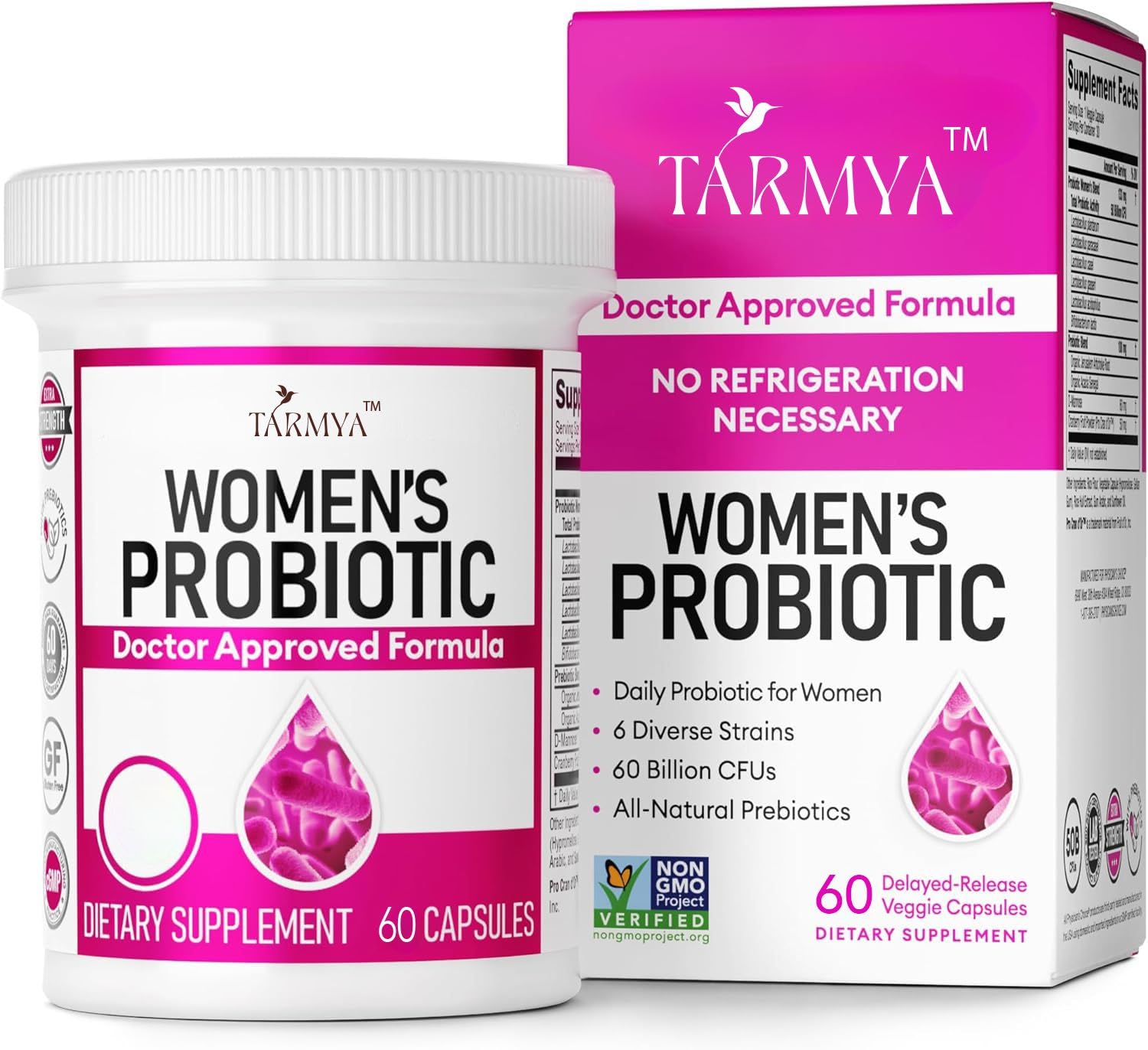 Probiotics for Women - PH Balance, Digestive, UT, 60 Billion CFU - 6 Unique Strains for Women | Organic Prebiotics | Cranberry Extract+ | Women Probiotic | 60 CT |