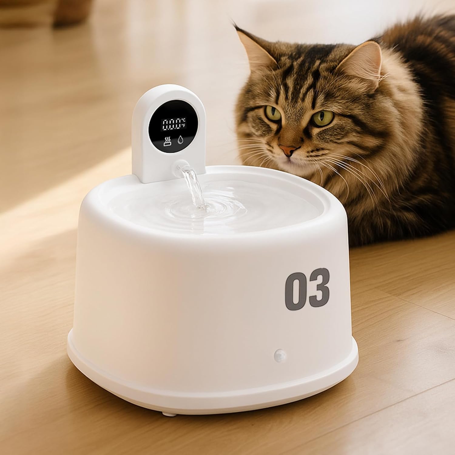 Cat Water Fountain, 2.5L Automatic Pet Water Dispenser with Ultra Filtration, Wireless Pump & Thermostatic Control, Quiet Indoor Cat Dog Fountain, Multi-Stage Filter for Clean Water