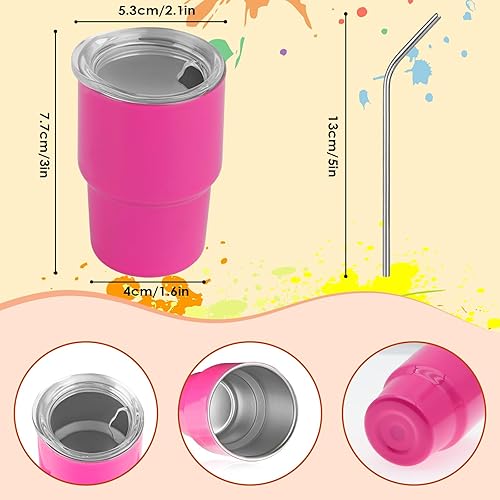 Miniatura 2 de Lindos vasos de chupito con popote de 2 onzas, vaso pequeño con tapa y pajilla, vasos aislados Kawaii para café expreso, bebidas espirituosas y
