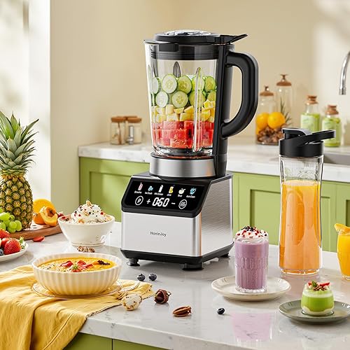 Miniatura 8 de Licuadoras para cocina, licuadora de batidos de encimera con jarra de vidrio de 51 onzas, molinillo y combo de taza para llevar, licuadora digital