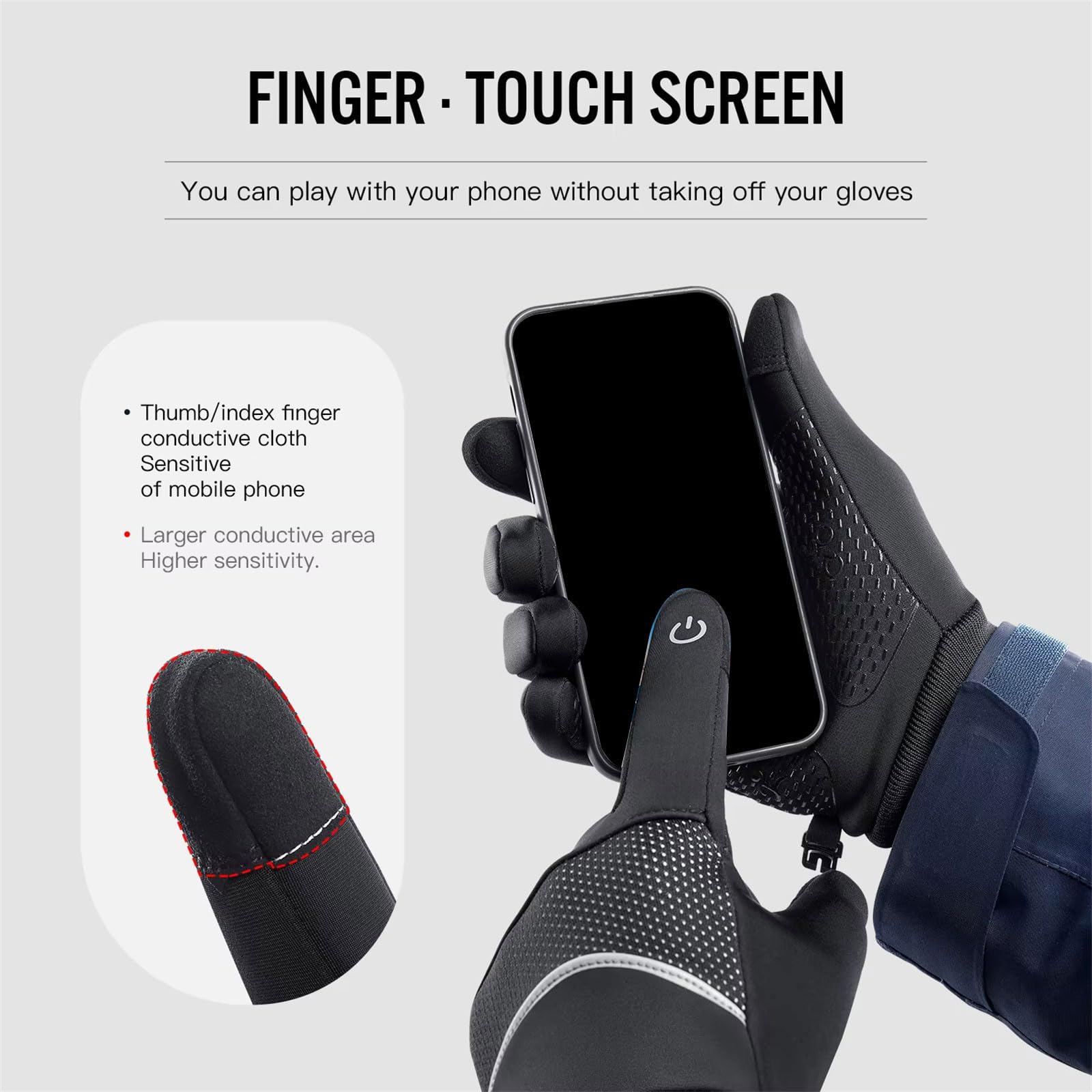 Gants d'hiver antidérapants pour ski, course à pied, cyclisme