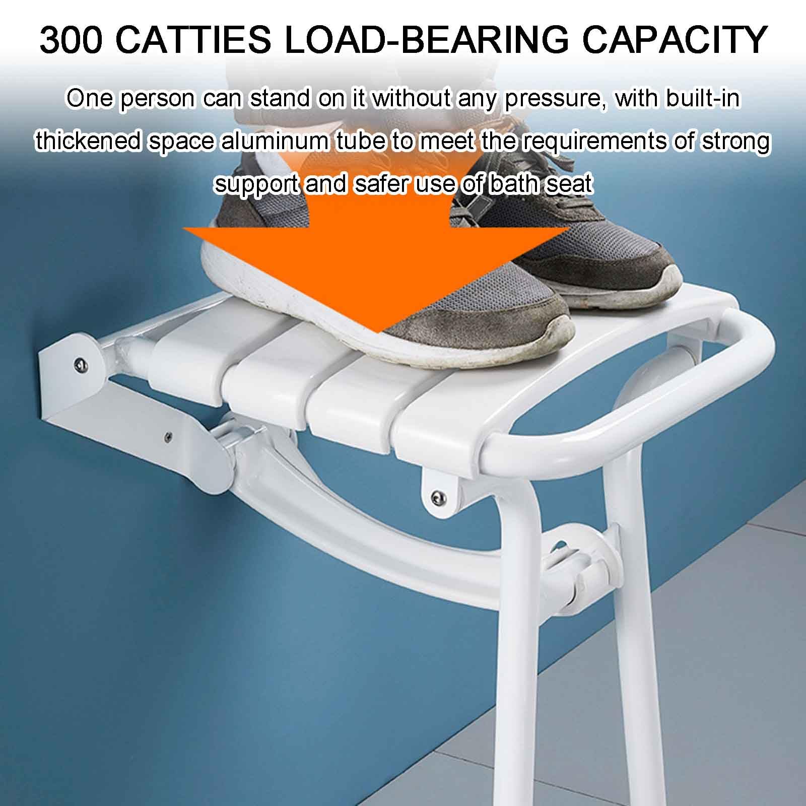 Silla de Ducha montada en la Pared, Banco de Ducha Plegable para Ducha Interior, Asiento de baño Plegable Asiento-baño Taburete de Seguridad, Taburete de Ducha Plegable,Improved White