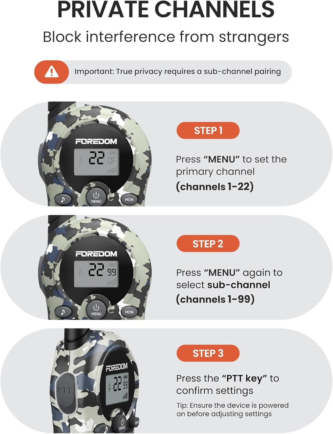 FOREDOM Walkie Talkies for Kids Walkie Talkies Long Range for Boys & Girls Age 3 to 12 Year Old Birthday Cool Army Toys - 2 Pack