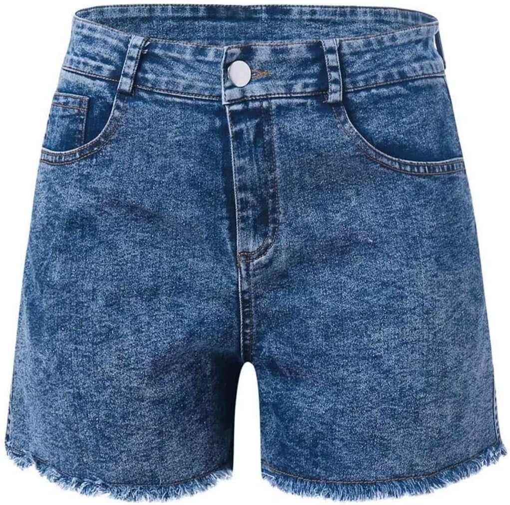 Stretchy Jean Shorts Womens High Waisted Frayed Raw Hem Distressed Denim Shorts Cut Off Shorts Casual - Image 3