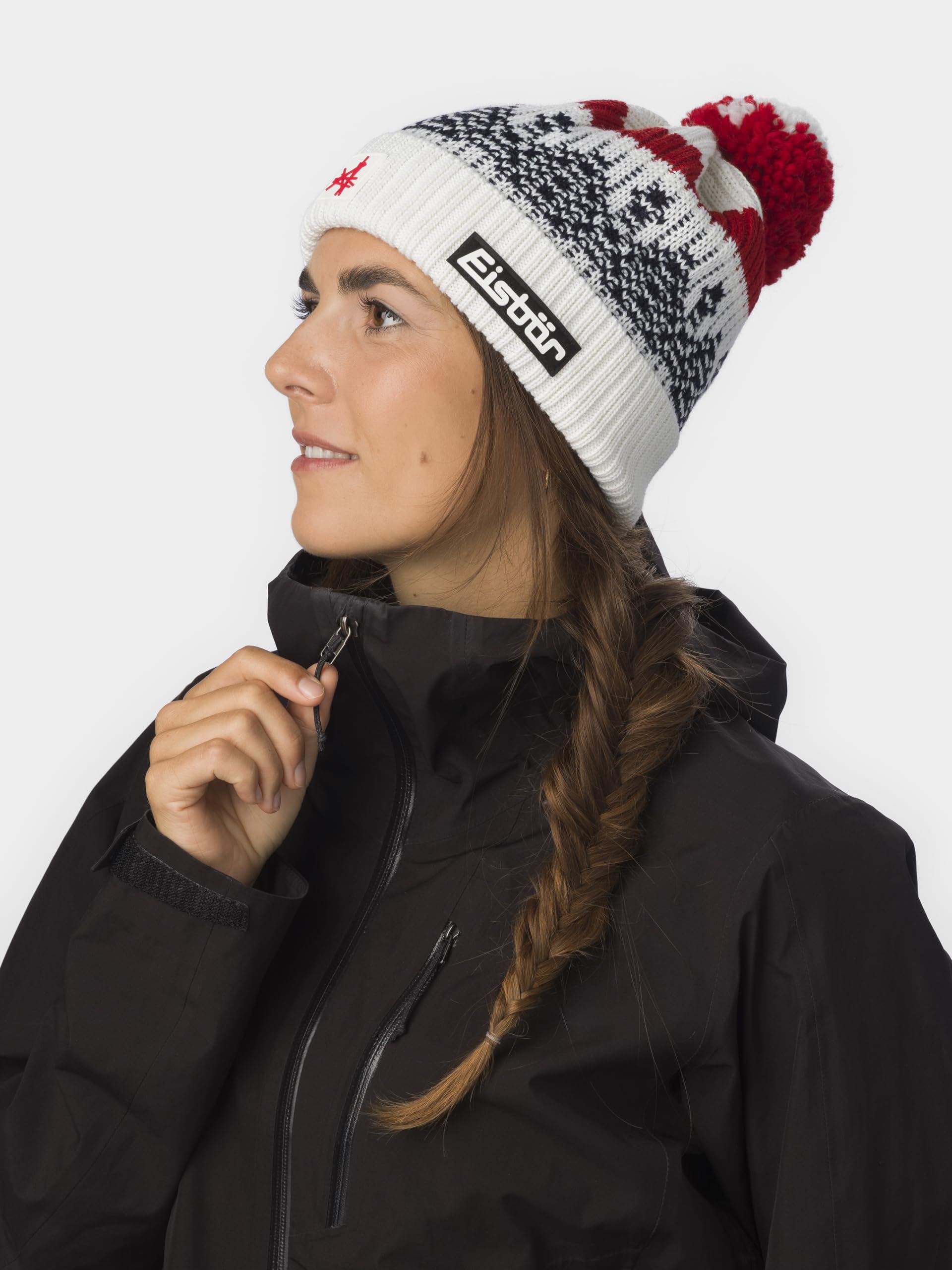 Eisbär Mütze Herren & Damen Norrak Pompon Ski Austria - Merino Unisex mit Fleece schützt vor Kälte und Wind - Bommelmütze Klassische Norwegermütze weich bequem atmungsaktiv Haube aus Österreich