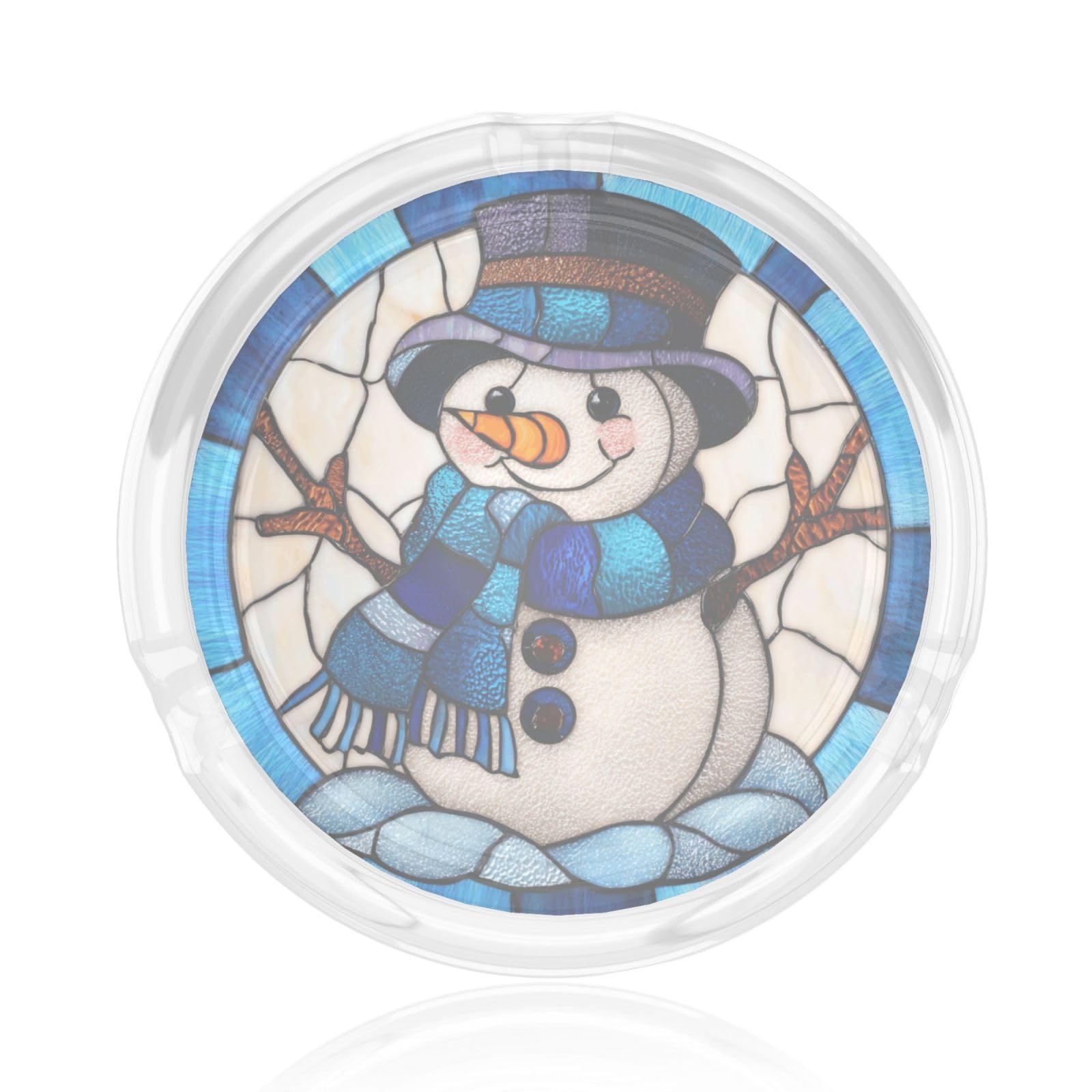 Stained Glass Snowman With A Black Hat Glass Ashtray For Cigarettes Ash Trays Case For Home Office Decor