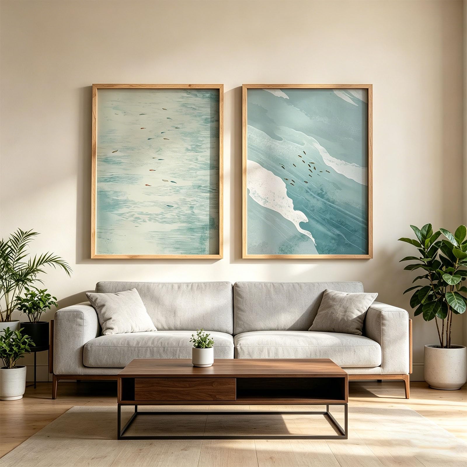 JORCEDI Set of 2 Posters, Viusneun Premium Poster Set, Modern Abstract Sun and Moon Wall Art, Boho Art Wall Decor for The Living Room and Bedroom, Unframed (C,30x40cm)