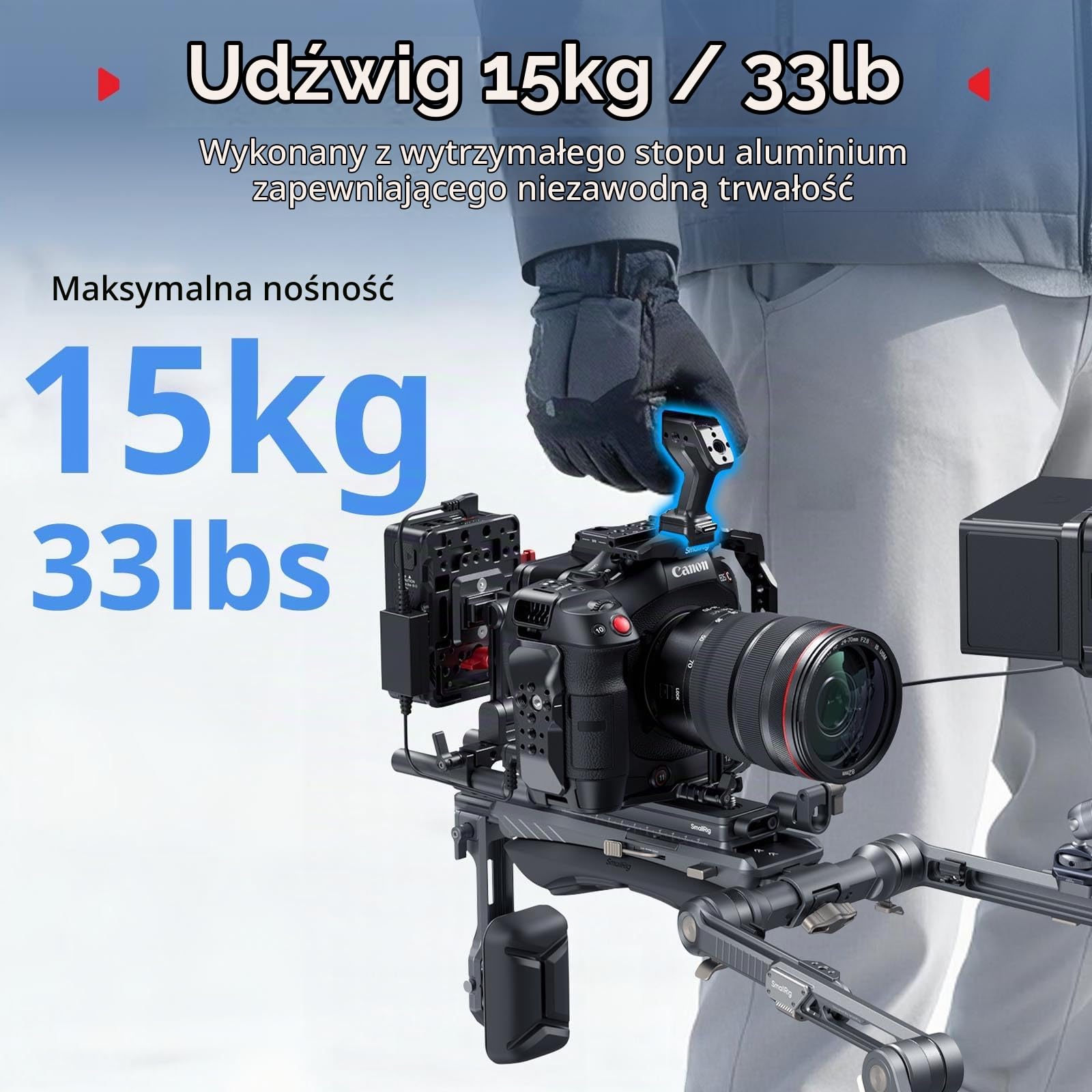 SMALLRIG Szybkozłączka górna, dwukierunkowa i kompatybilna szyna NATO QR-Slide do ARRI ze śrubą 1/4"-20, ergonomiczna konstrukcja, maks. obciążenie 15 kg, HawkLock H21-5632