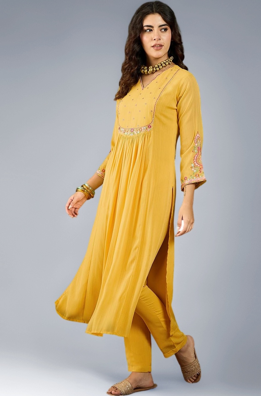 Buy Amazon Brand - Tavasya Kurta Set for Women Yellow Milky