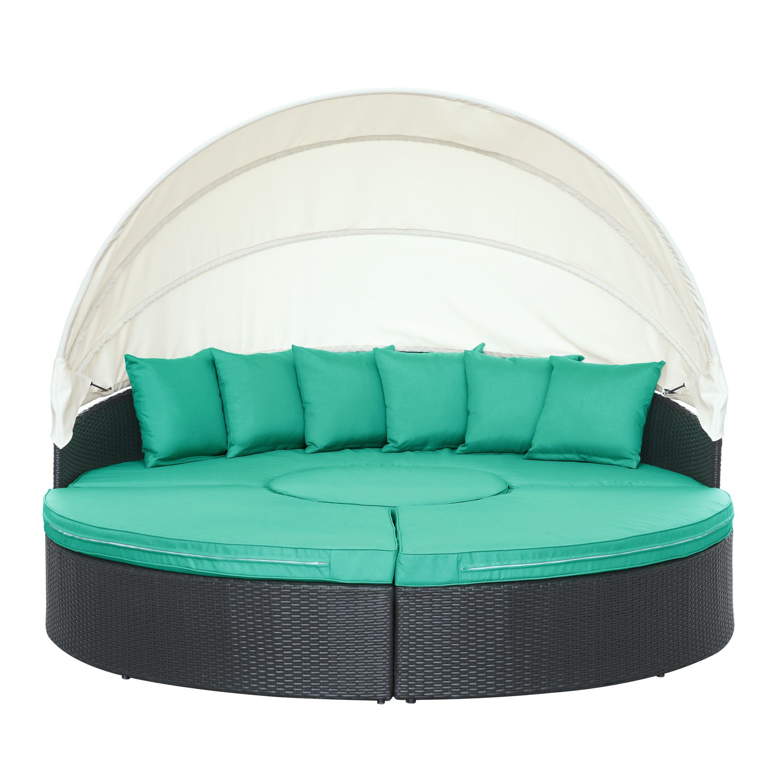 America Luxury - Outdoor Canopy Upscale Resort Daybed Ottoman Set with Turquoise Cushion