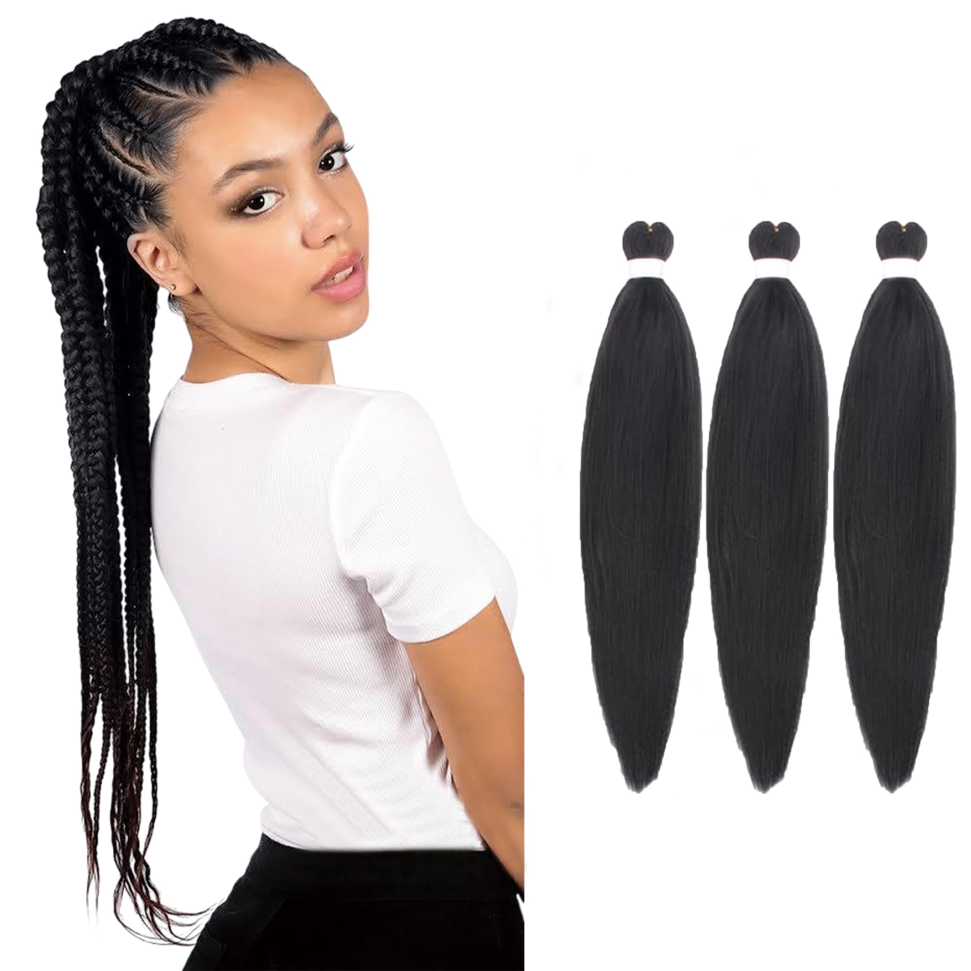 Smart Braid 3 Packs Pre Stretched Braiding Hair 28 Inch, Kanekalon Synthetic Hair Extensions for Braiding Yaki Texture