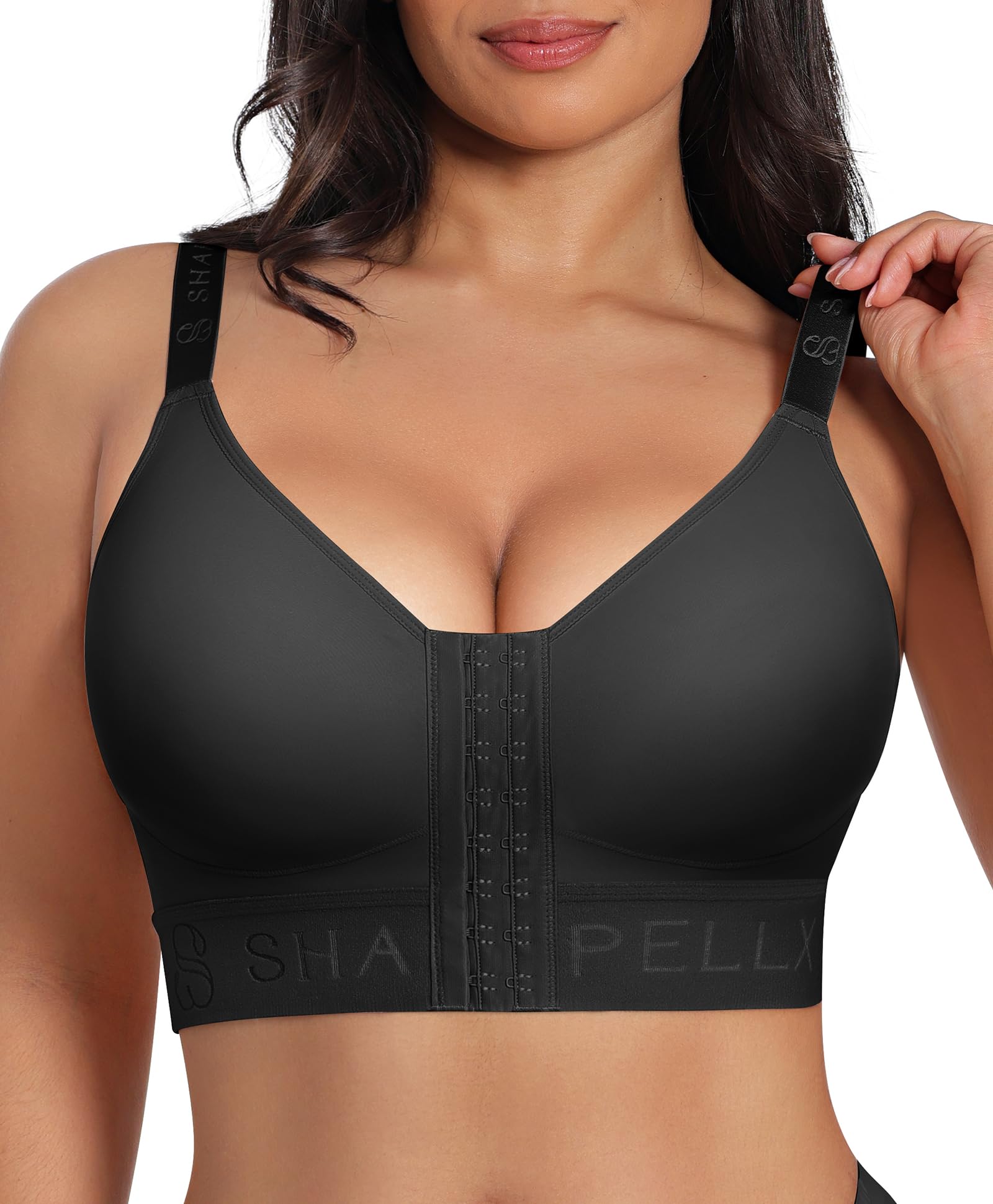 Post Surgery Bras for Womem Front Closure Mastectomy Bras Wireless Compression Bra with Adjustable Straps-image-34