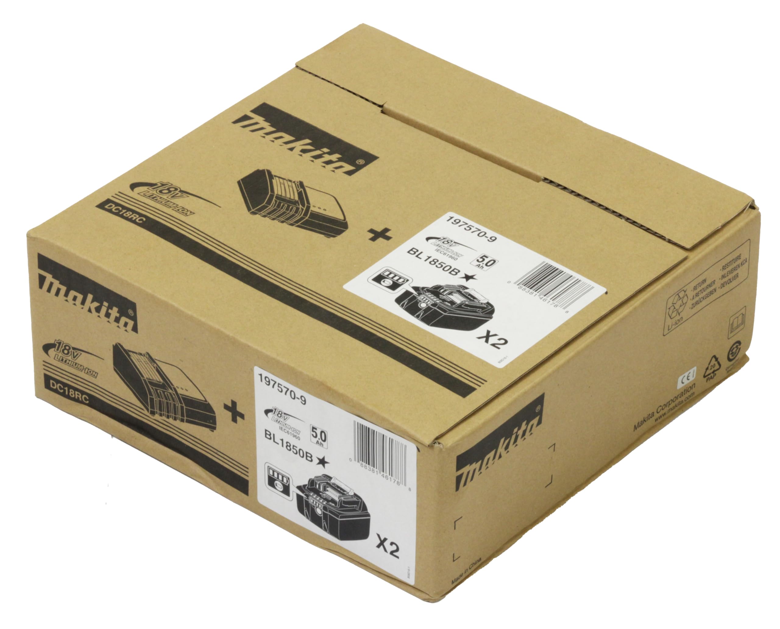 Makita Power Source Kit (2x Werkzeugakku mit Ladestation, Ersatzakkus für Elektrowerkzeuge von Makita) 197570-9