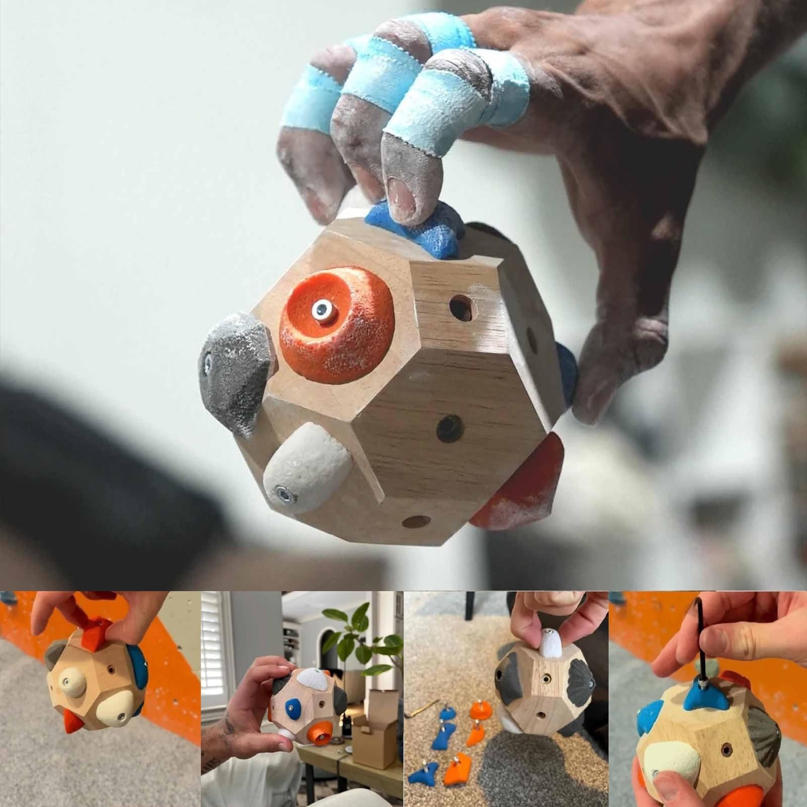 Boulder Block for Climbers, 3D Boulder Block pour DéVelopper La Force Et La PréCision De Vos Doigts, des PoignéEs RéGlables, La Force des Doigts avec Un Sac De Rangement (A)