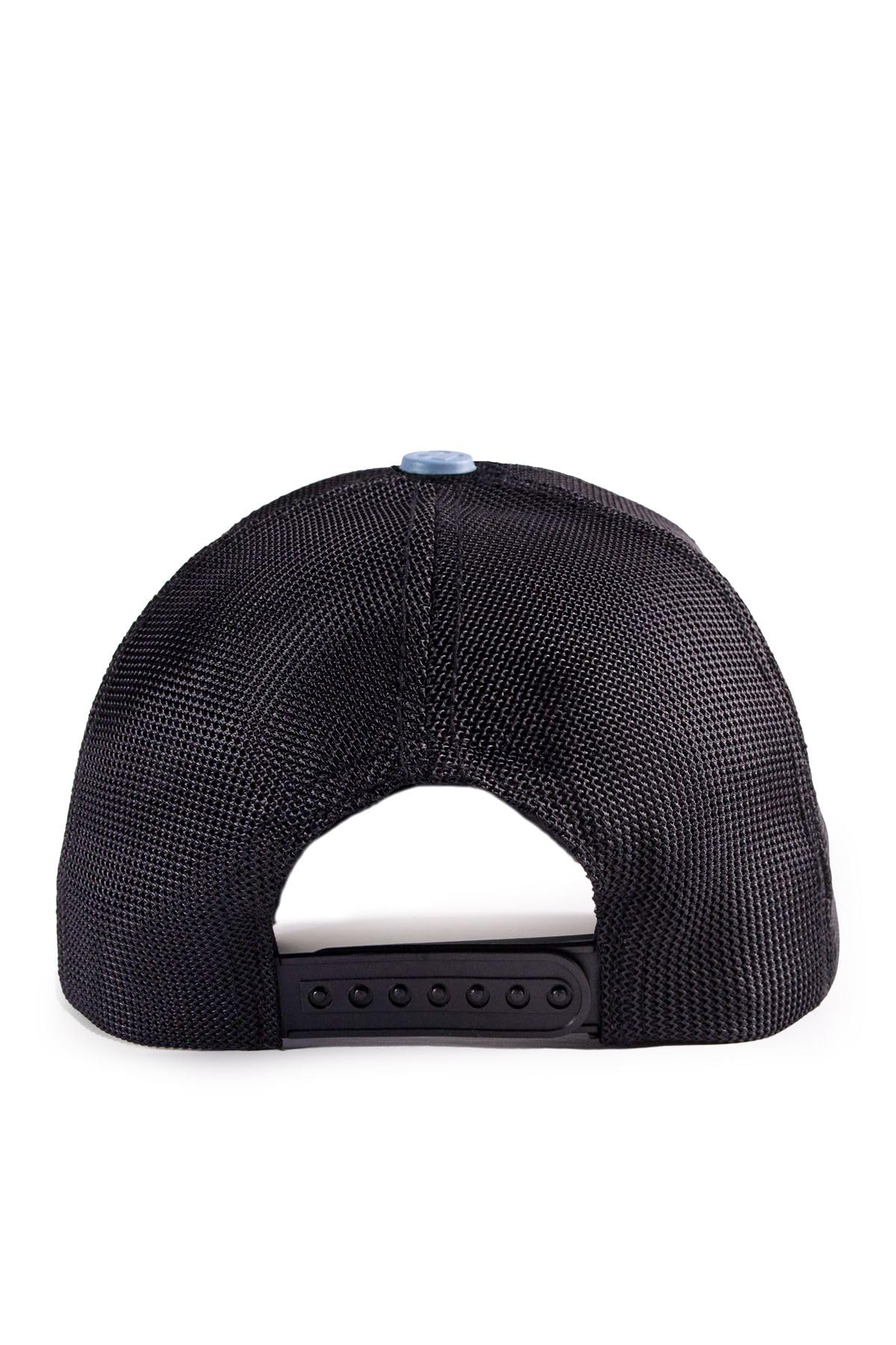 Gorra de Trucker Premium Negro - Azul Hielo con Parche Carpe Diem