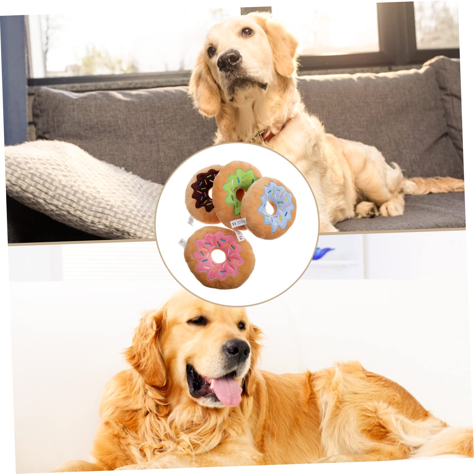 ifundom 4 Giocattoli per Donut Peluche con Suono Morbidi e Resistenti per Stimolare e Lintrattenimento Dei