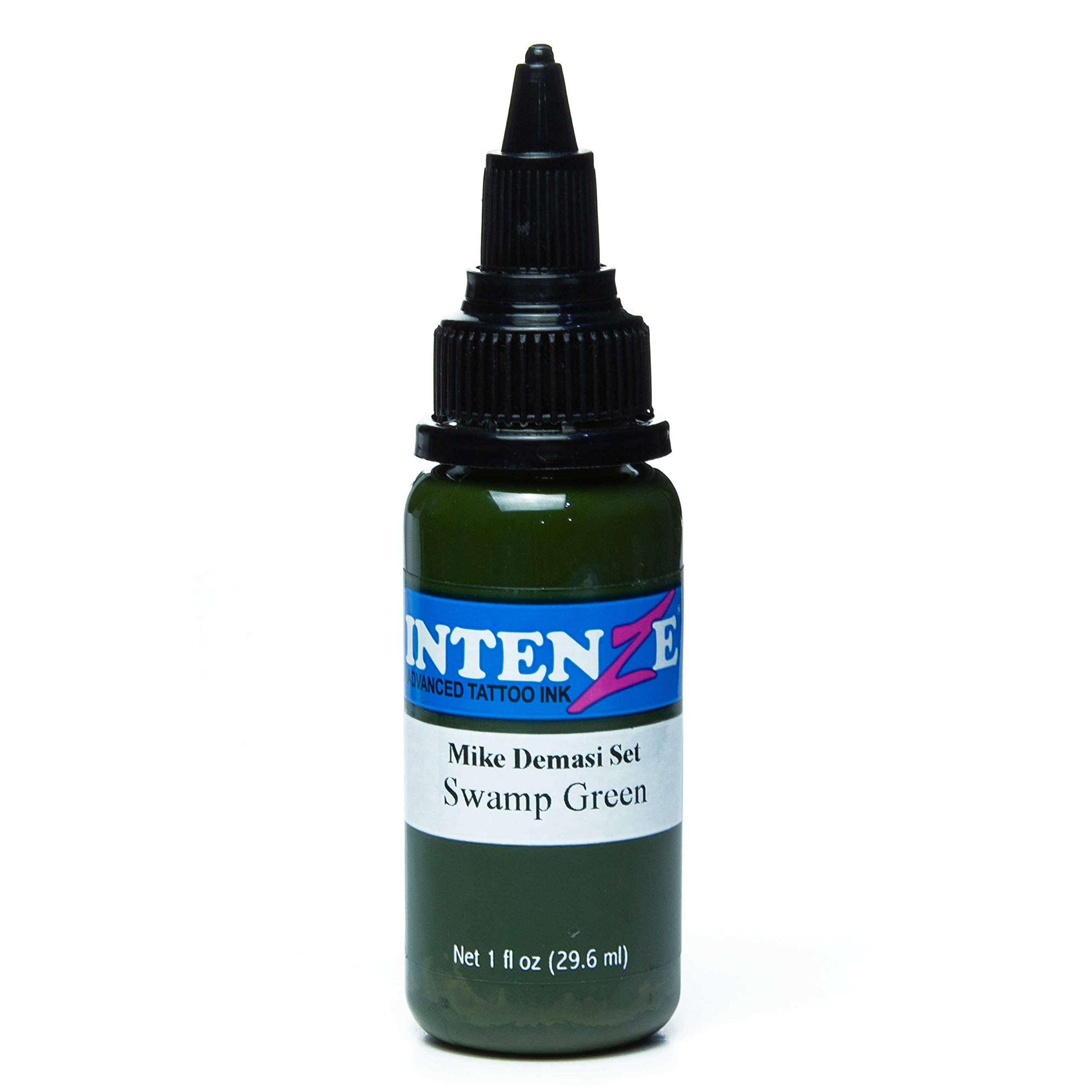 Intenze Tattoo Ink Color Portrait Series by Mike Demasi Swamp Green 1 oz with Excellent Long-Lasting Opacity, Made in USA, Exceptional Skin Coverage, Sterilized and Direct from The Manufacturer.