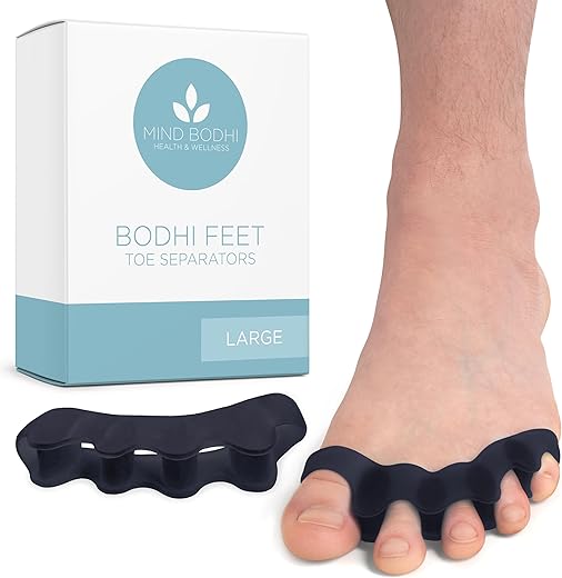 Mind Bodhi Toe Separators/Toe Spacers – For Men and Women – Correcting Bunions and Restoring Toes to Their Original Shape – Large Size – Black