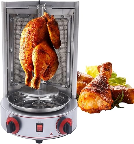 Shawarma Machine 1600W 110V Máquina eléctrica de asador vertical Doner de gas Kebab Máquina de asador vertical con 2 quemadores (Stock de EE. UU.)