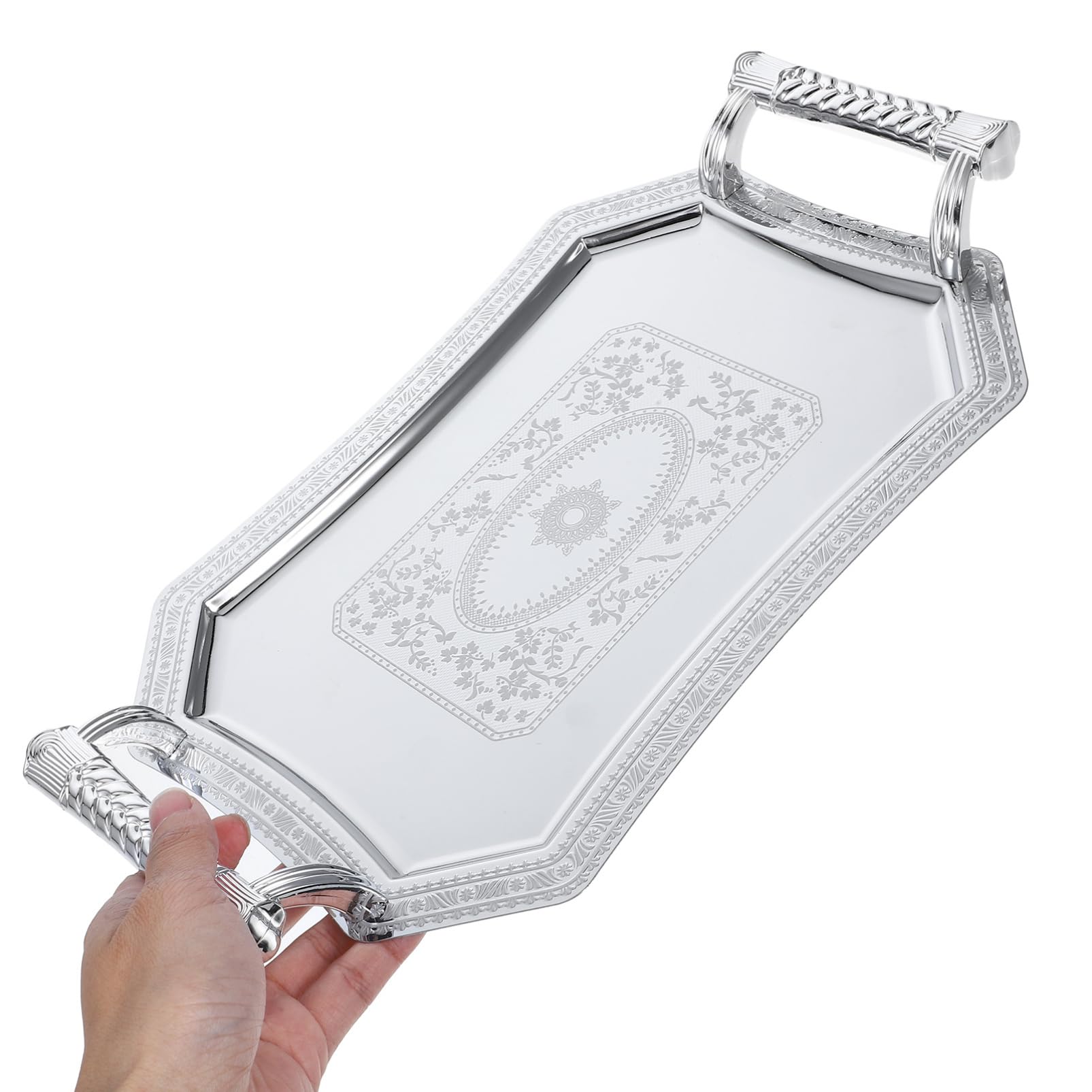 MAGICLULU Vassoio da Portata in Acciaio Inox Stile Europeo per Alimenti Frutta Snack e Dessert Lucidato con Cura Superficie Liscia Adatto per Cucina e Soggiorno