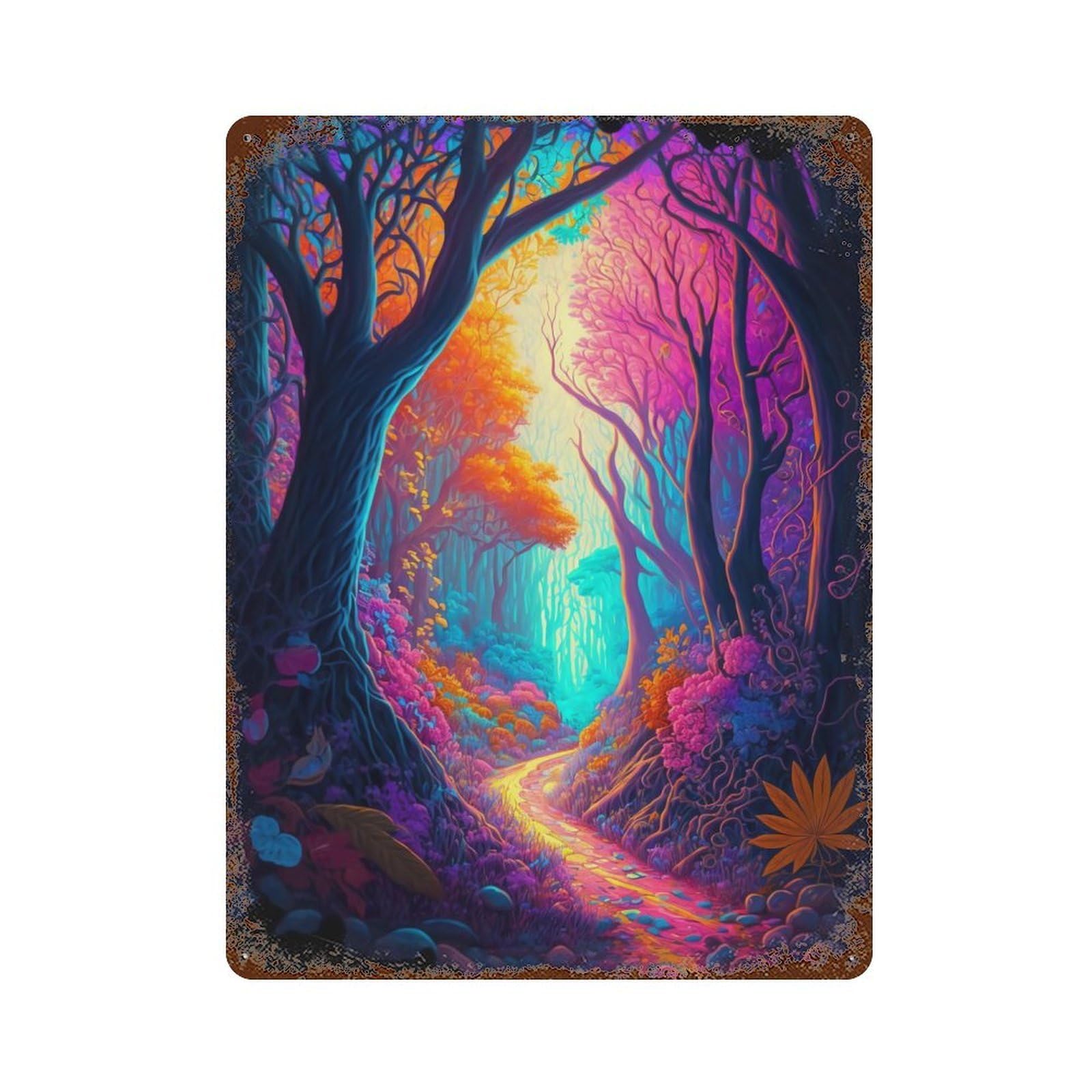 Psychedelic Illustration Decorative Tin Sign 15.7"x11.8", Ideal for Cafe, Home Bar And Lounge Decor
