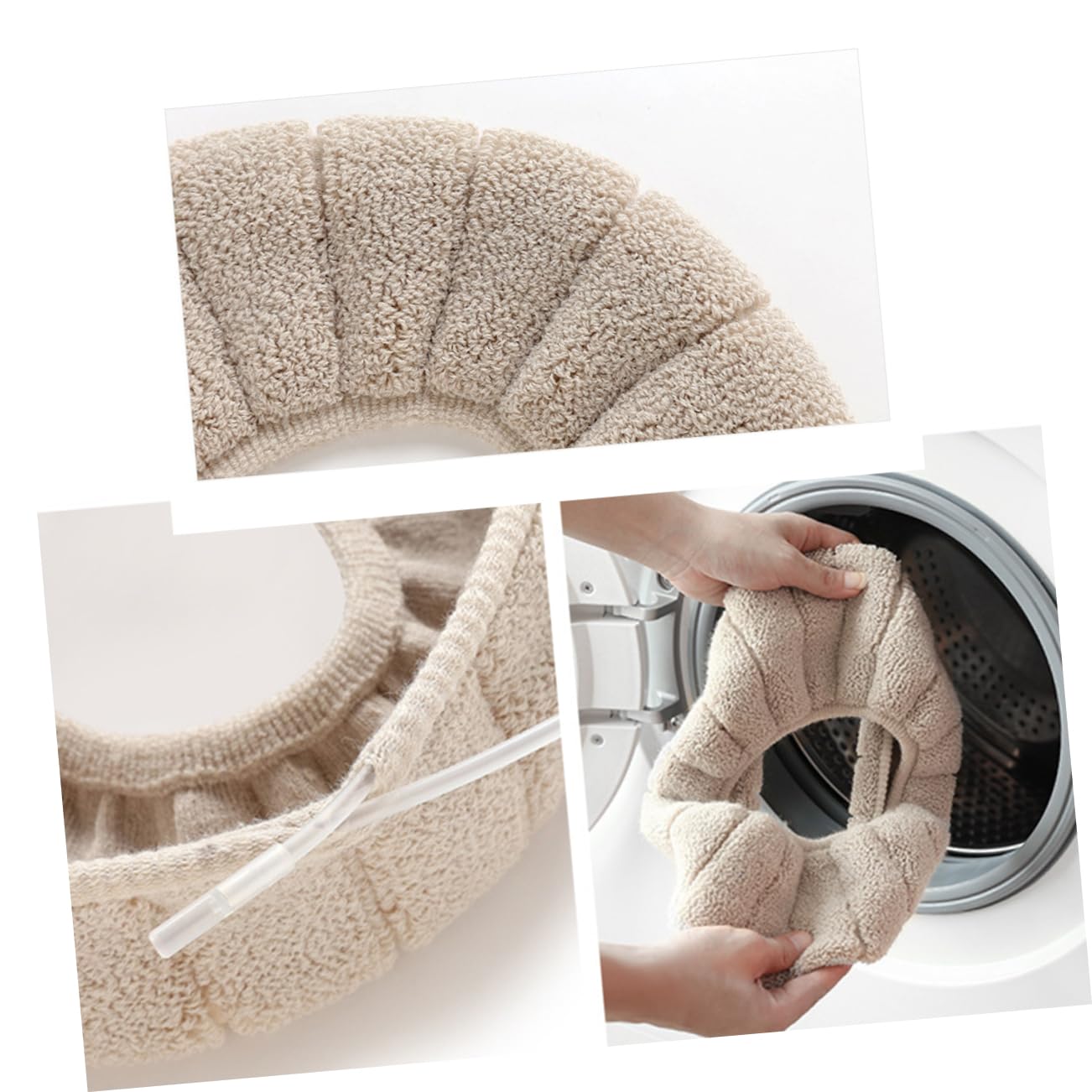 FONDOTIN Soft Warm Toilet Seat Cover Pads Stretchable Washable Universal Round Seat 3 Pack Random Color