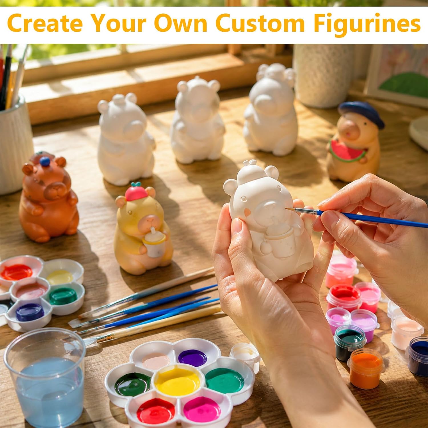 Gweichunon 8 Pcs 3.15" Ceramic Figurines Painting Kit for Adults