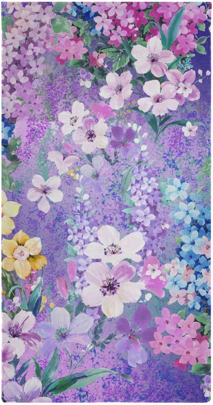 Purple Floral Hand Towels for Bathroom 2 Pack,Microfiber Soft Absorbent Garden Pink Wildflower Spring Nature Scenery Kitchen Towels,Decorative Bathroom Towels for Face,Hair,Bath 14"x28" - Image 6
