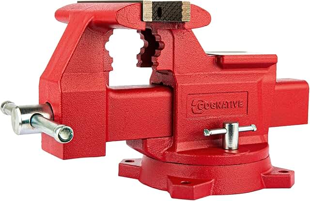 COGNATIVE 6.5" Heavy-Duty Bench Vise Ductile Iron Bench Vise 360° Swivel Bench Vise with Anvil, Red