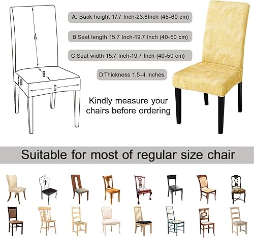 Miniatura 5 de JQinHome Juego de 6 fundas estampadas para sillas de comedor, de alta elasticidad, extraíbles y lavables, para silla Parsons en el hogar, fiestas,