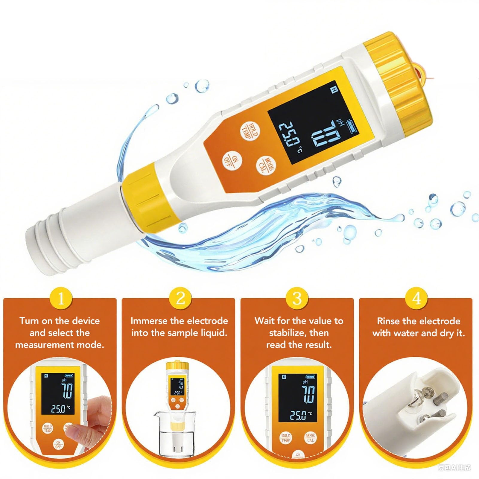 TOPINCN 7 en 1 Probador de Calidad del Agua, TDS de PH EC Hydrogen Orp Salinity Temp Meder Probador de Agua Digital para Acuarios de Agua Potable Piscinas, Probador de Agua de la