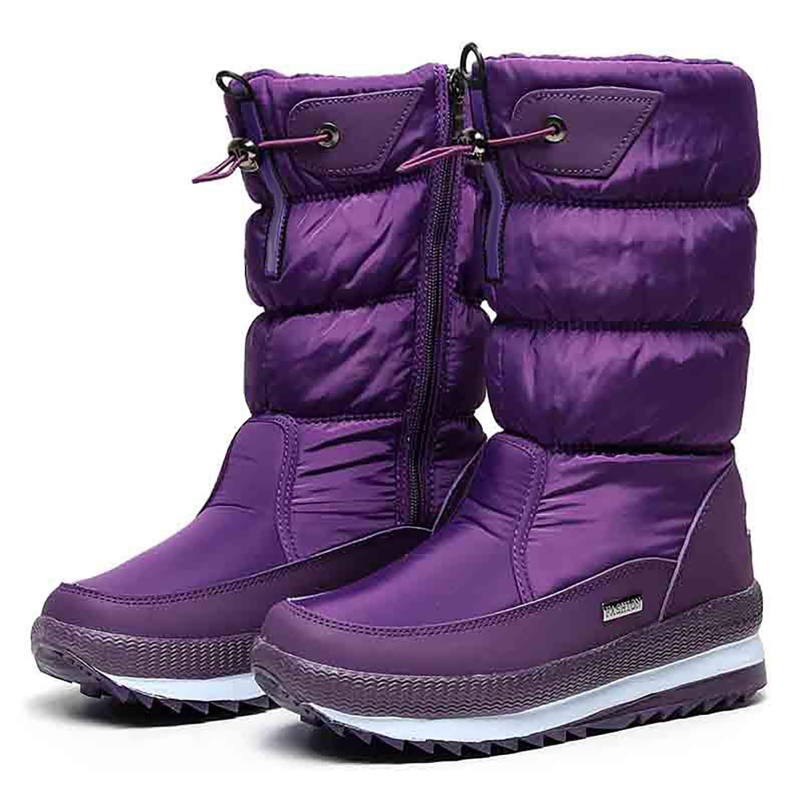 Stivali da Neve Donna Impermeabili Protettivi in Pile E Suola Spessa Tinta Unita Invernali Donna, Slip On Boots 2026