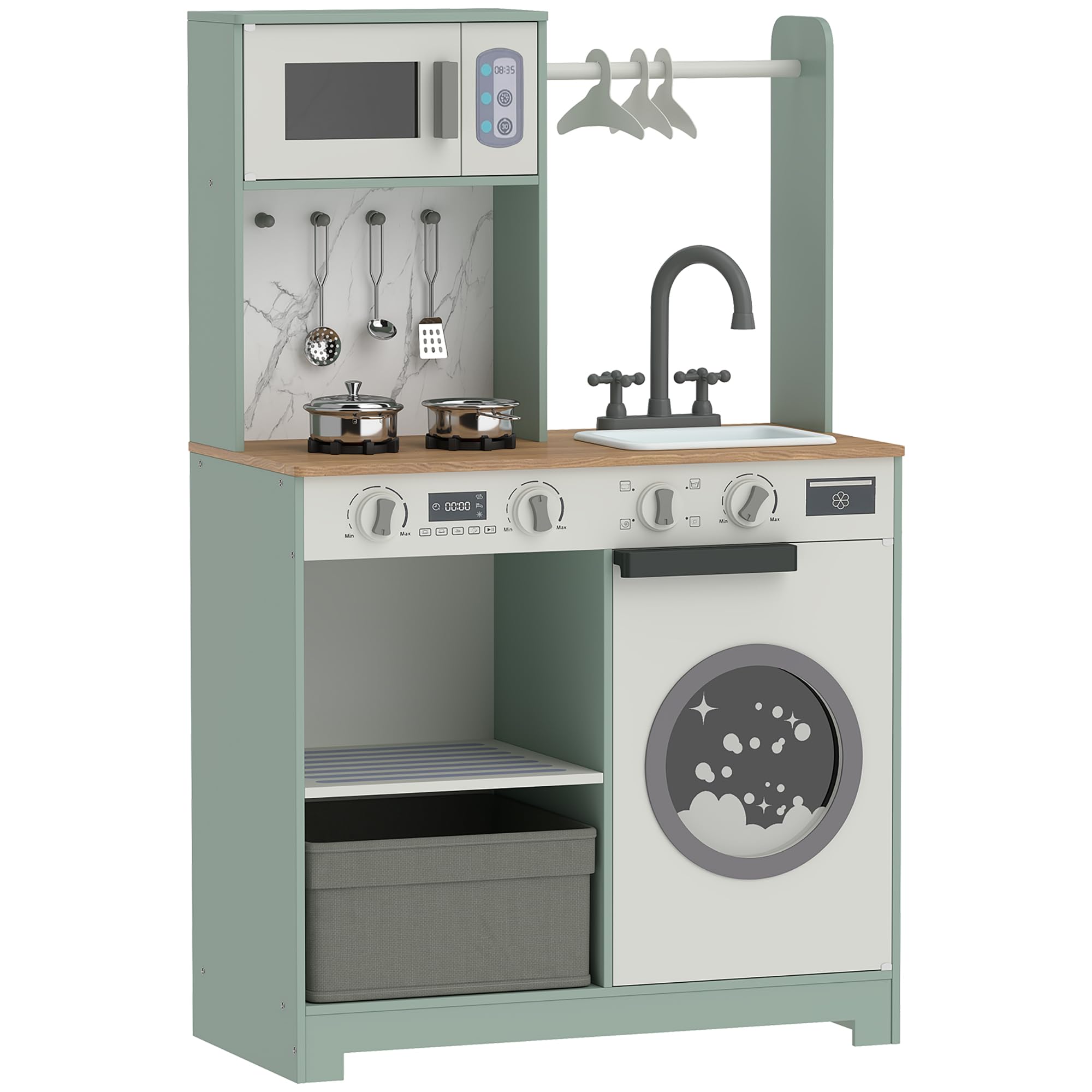 AIYAPLAY Cocina de Juguete de Madera Cocinita Infantil 3-6 Años Verde