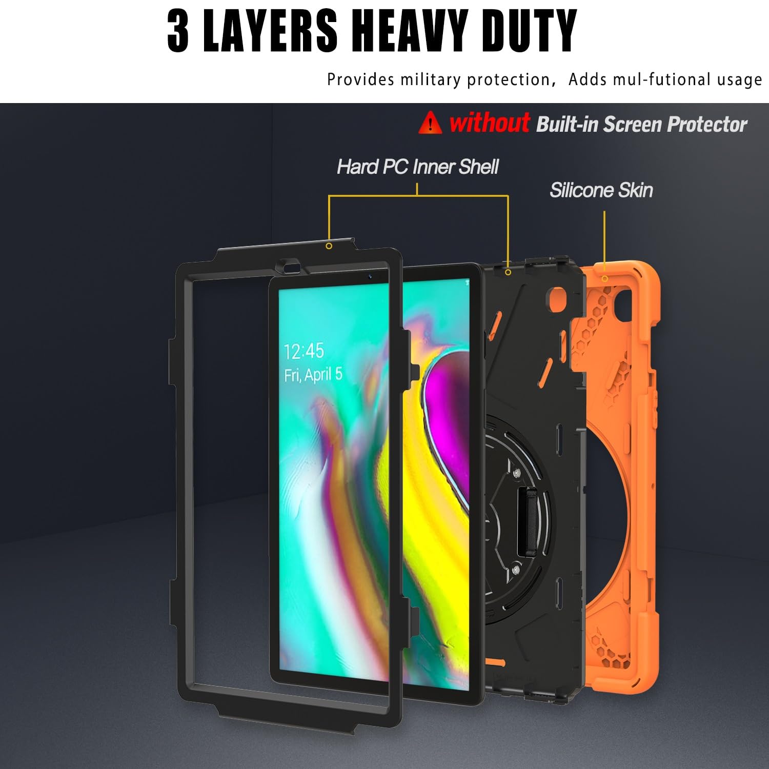 Pokrowiec ochronny na tablet Kompatybilny z etui Samsung Galaxy Tab S5e 10.5 2019 T720 T725 T727, wytrzymałe, odporne na wstrząsy etui ochronne z paskiem na ramię, etui ochronne silikonowe dla dzieci(