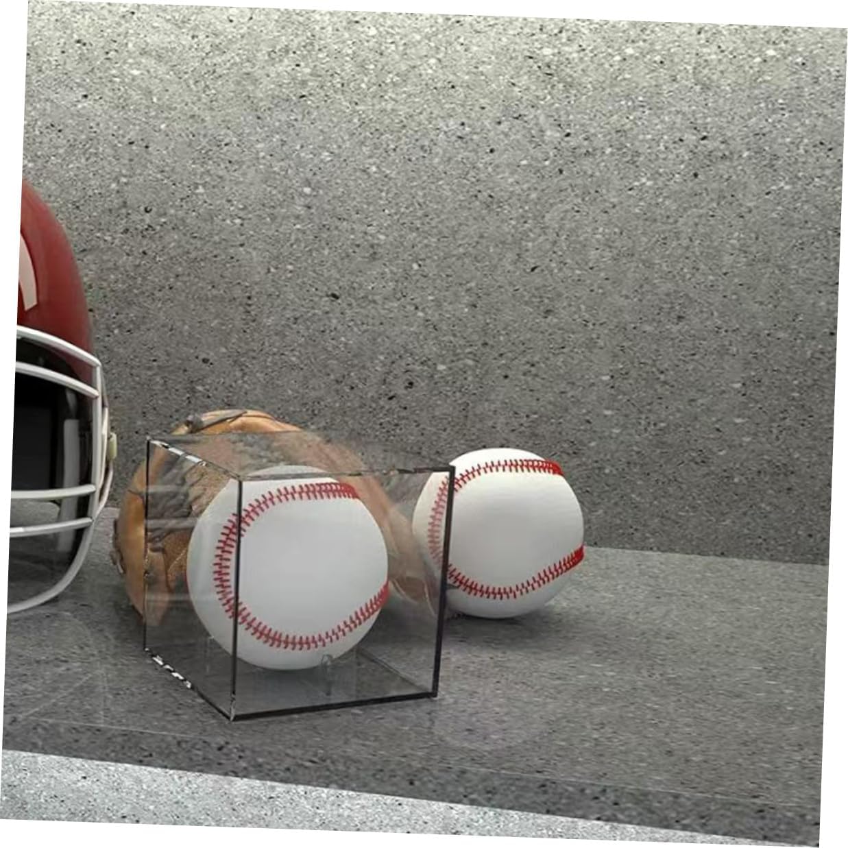 ORFOFE 3pcs Small Baseball Cube Display Case with Stand, Acrylic Baseball Memorabilia Storage Box for Signed Ball Protection and Collectible Showcase