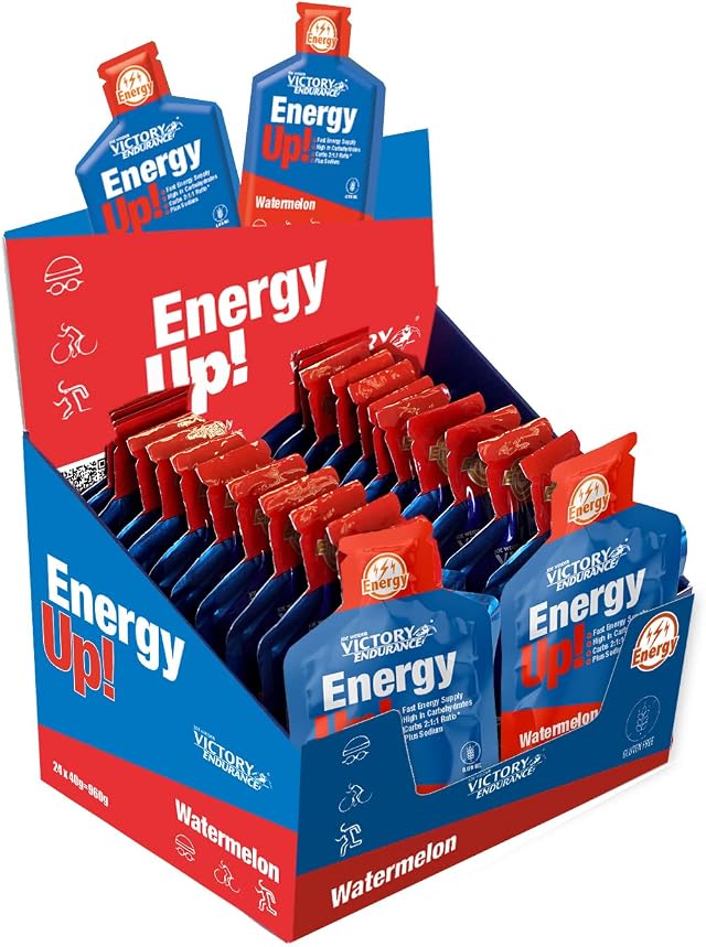 VICTORY ENDURANCE Energy Up Gel Sin Cafeína Sabor Sandia. Con Plus De Sodio. Energía Inmediata, Sandía, 40 GR, 24 Unidad