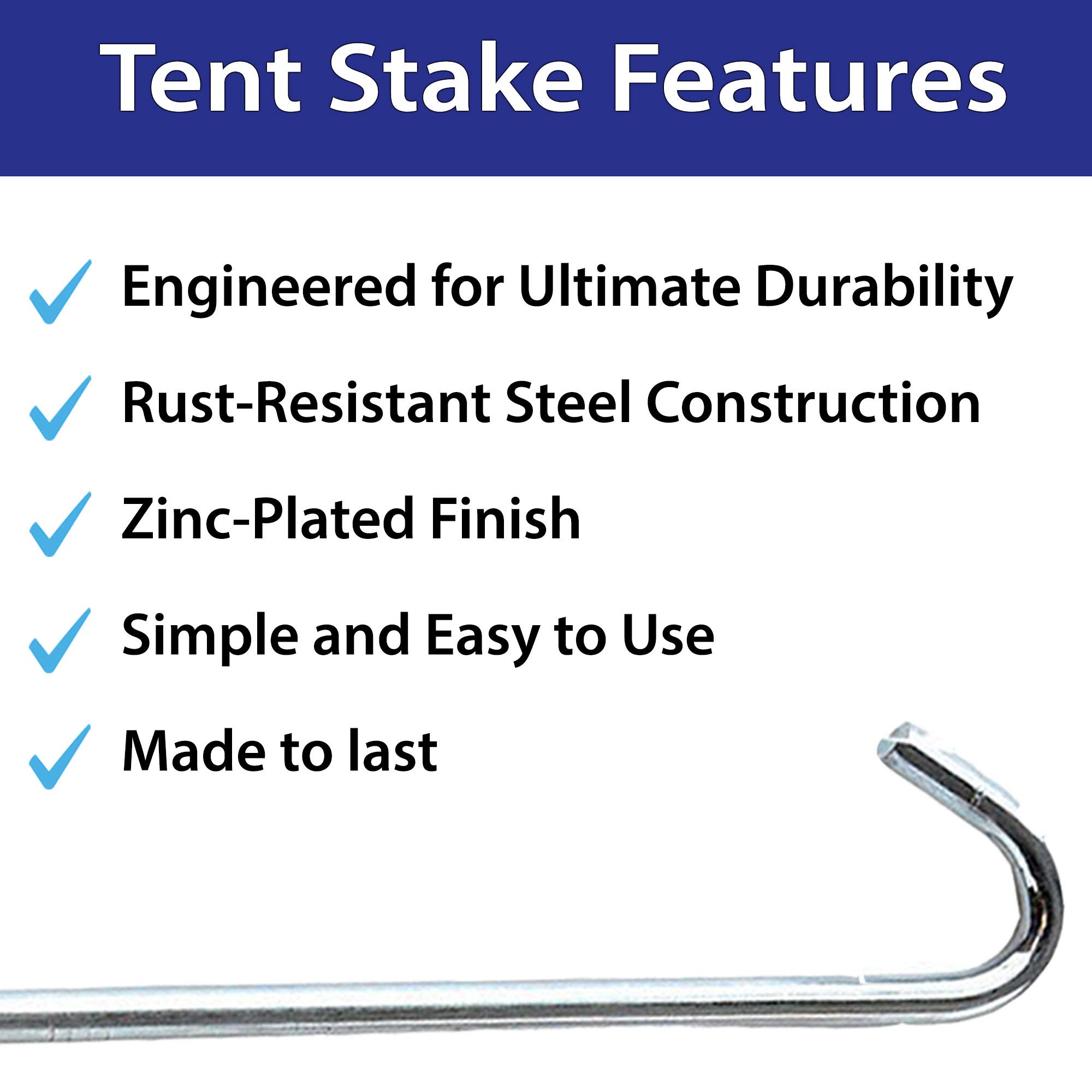 Heavy Duty Steel Tent Stakes - 10 Pack -14
