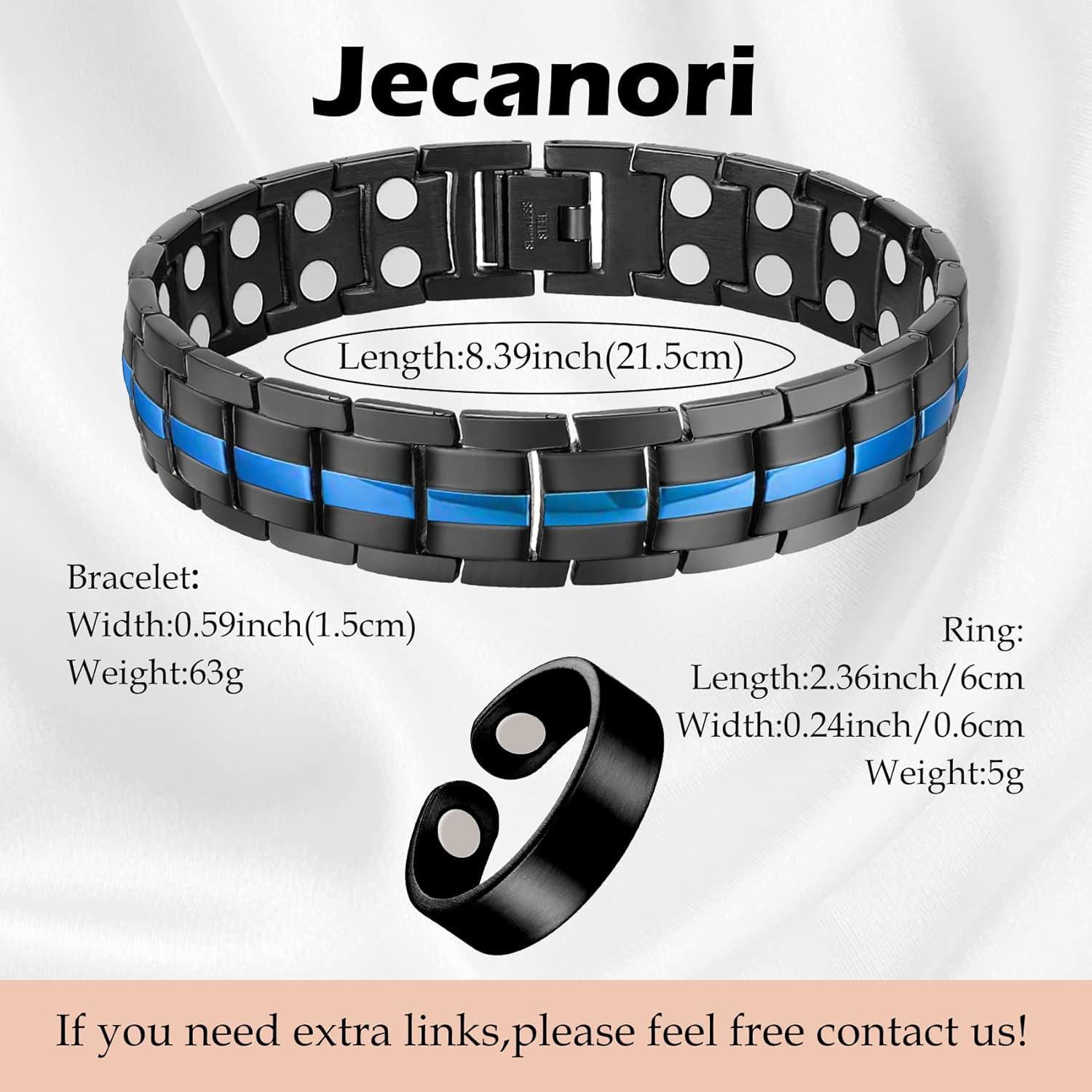 Jecanori Titanium Steel Bracelet for Men,Unique Design Brazaletes with Double