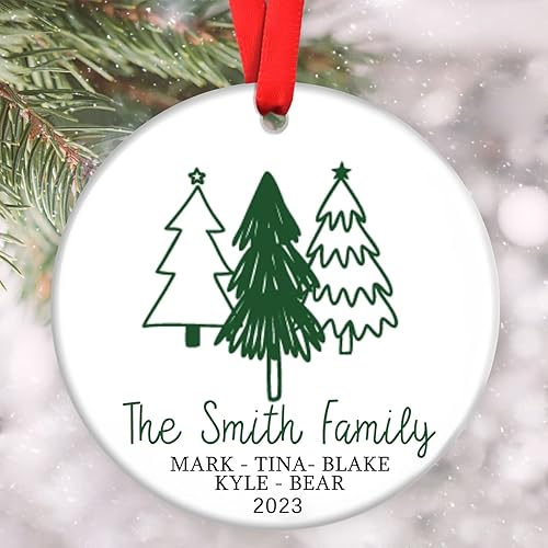 VAPCUFF Adornos familiares de Navidad personalizados, adornos navideños para el hogar, recuerdo familiar de Navidad, nuestra primera Navidad