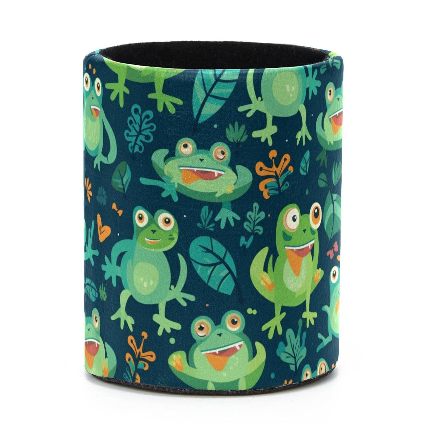 VAPOKF Round Pencil Holders for Desk, Cartoon Frogs Pen Holders Pen Pot Makeup Brushes Storage Desktop Stationery Supplies Organiser for Home Office