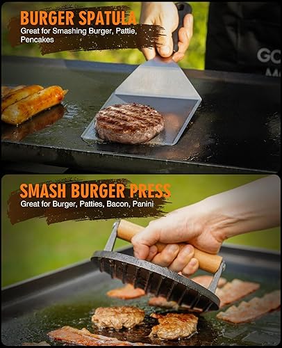 Miniatura 2 de HOMENOTE Kit de accesorios para plancha, accesorios de plancha plana para Blackstone, cúpula de fusión redonda profesional con prensa de hamburguesa