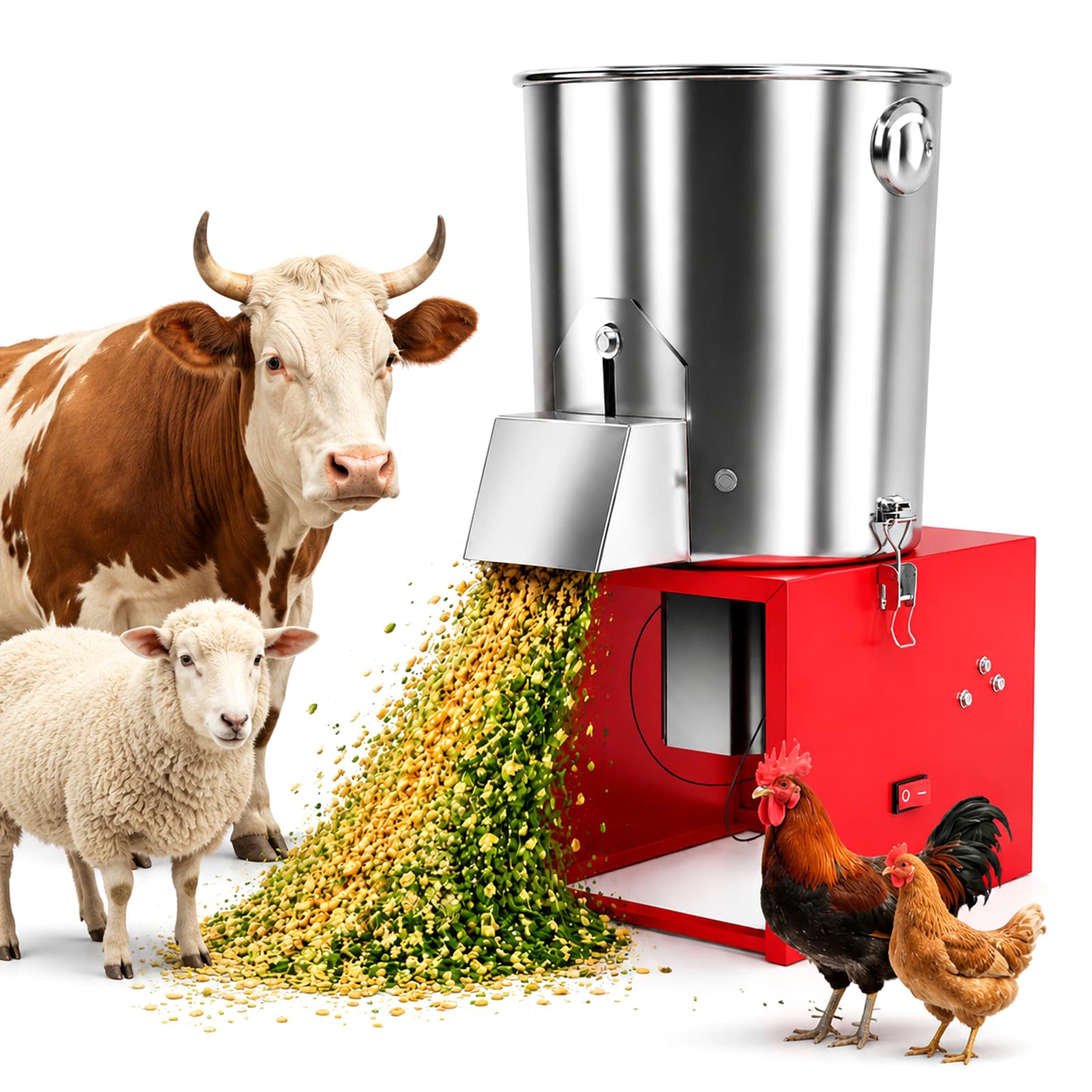 Picadora De Verduras Eléctrica Comercial, Procesador Multifuncional De Acero Inoxidable Para Alimento Avícola, Trituradora Ajustable Para Pollos, Ganado Bovino Y Ovino, Uso Agrícola Y Doméstico 2000W