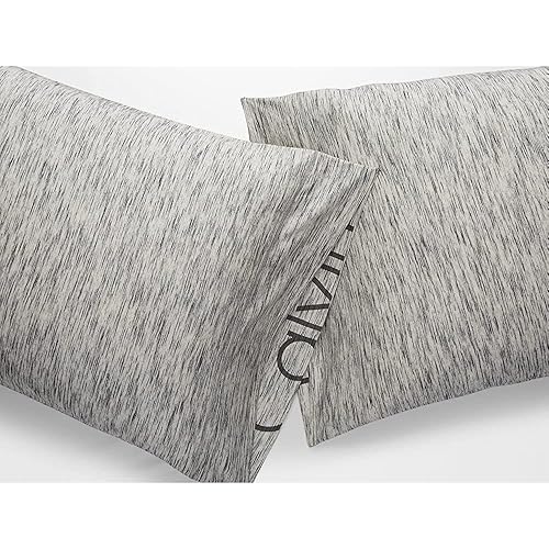 Calvin Klein Modern Cotton STRATA, Standard Pillowcase Pair, Heathered Marble, 2 Piece