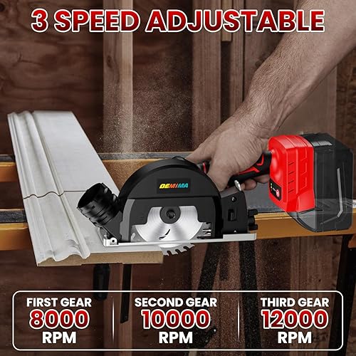 Miniatura 5 de Herramienta de corte inalámbrica sin escobillas de 4 pulgadas compatible con batería Milwaukee de 18V, mini sierra de 500W de hasta 12000RPM con 6