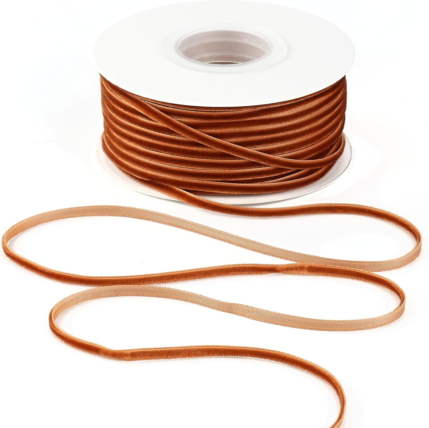 Amazon.com: MAYREEL 1/8 Inch Copper Velvet Ribbon Thin Golden Brown ...