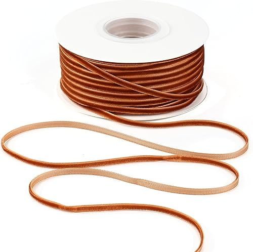 Cinta de terciopelo de cobre de 18 pulgadas, cinta de cobre fina de terciopelo vintage, cinta estrecha marrón dorado de 18 pulgadas para