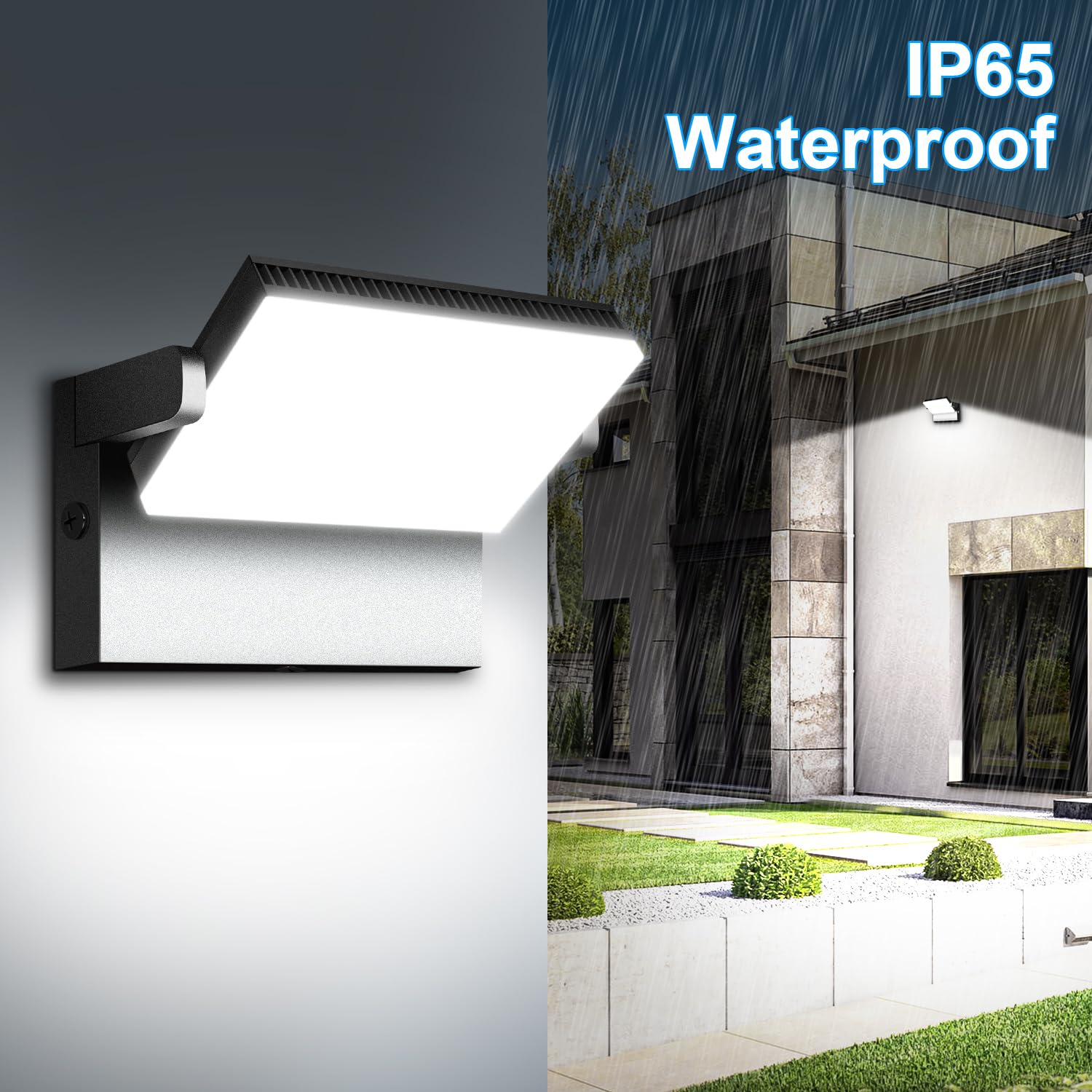 Kingwen 120W Applique da Parete LED Esterno IP65 Impermeabile, Lampada a parete rotante 360°6000K Bianco Caldo Esterno Moderno in Alluminio | 13500lm, LED integrato, alluminio pressofuso, IP65, ideale per esterni.