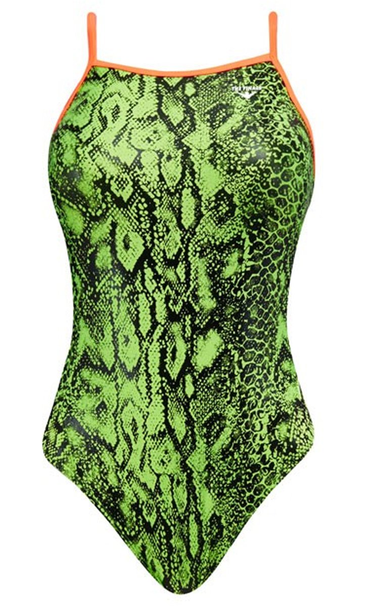 The Finals Women's Gecko Non Foil Wing Back Swimsuit, Green/Black, Size 30