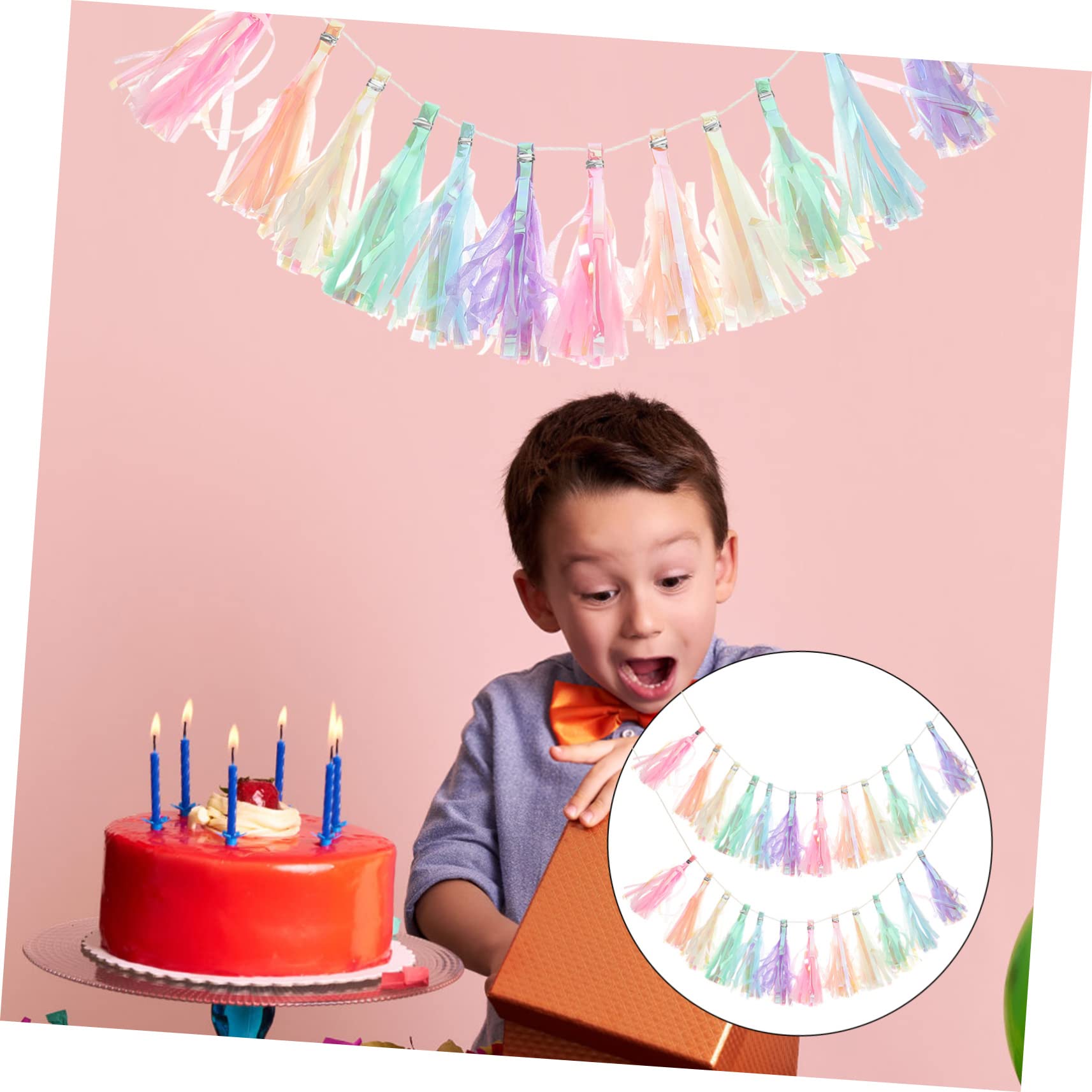 KOMBIUDA 4 Sets Hängende Quastenbanner Quastengirlande Hochzeitsbanner Partyhintergrund Für Veranstaltungen 2 Stück * 4