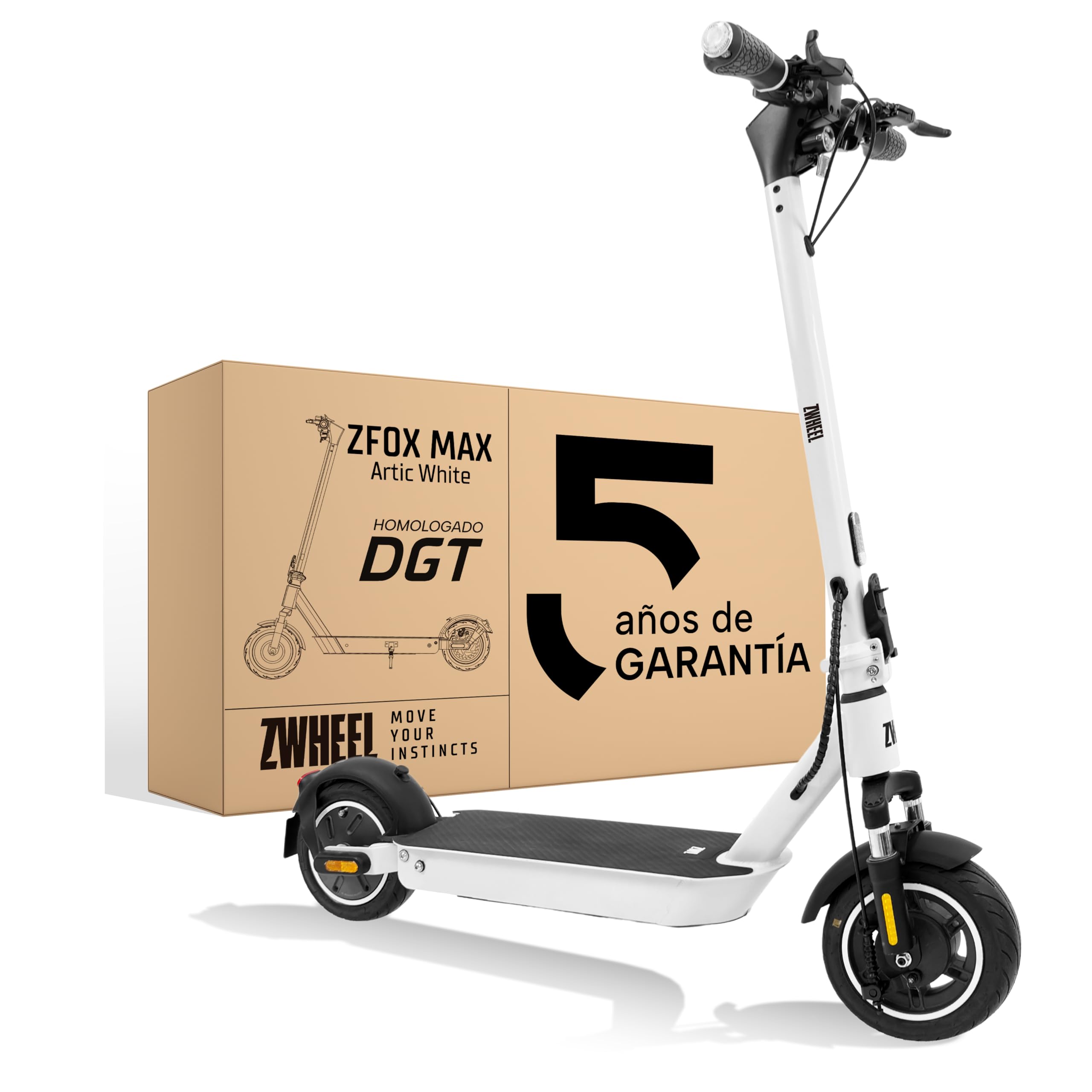 ZWHEEL ZFOX MAX | DGT Approved Adult Electric Scooter - 800W MAX, 50 km Autonomy, IP54 Water Resistance, 10" Wheels - NFC Key, Flashing, Double Suspension, AER Brakes